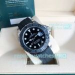 AAA cloned Rolex 8215 movement Yacht-Master black face 40mm rubber strap watch 